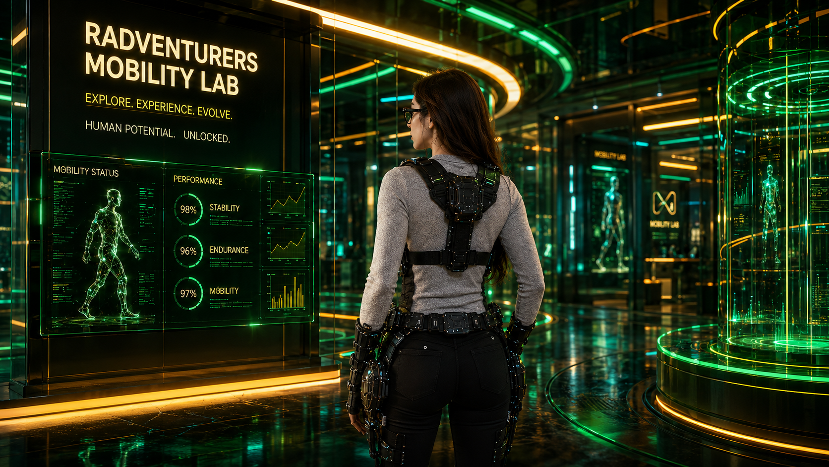 Wearable mobility and exoskeleton technology inside the Radventurers Mobility Lab
