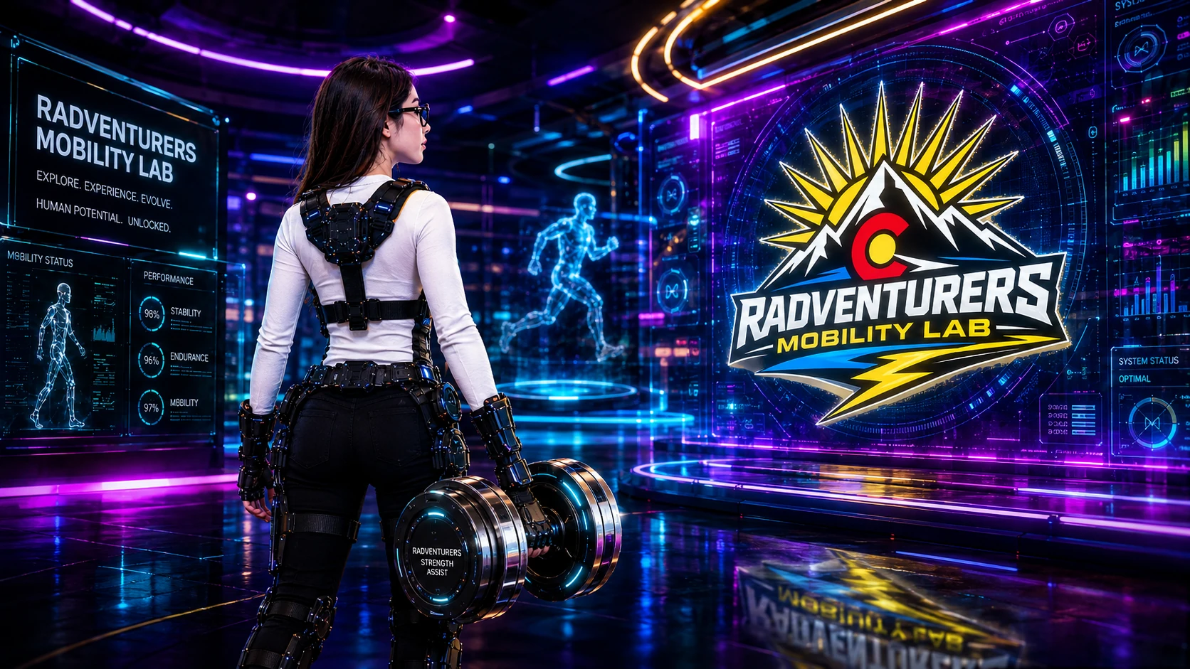 Radventurers Mobility Lab strength-assist exoskeleton technology and human performance