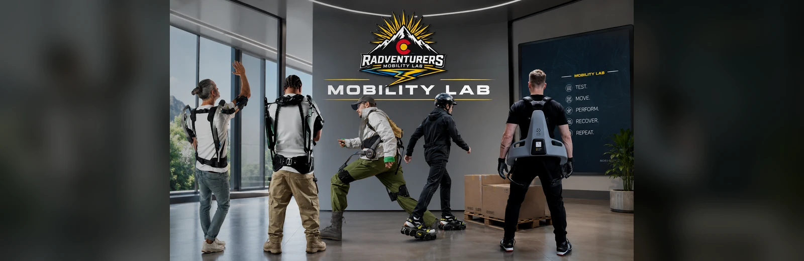 Radventurers Mobility Lab product technology showcase including German Bionic Exia and partner exoskeletons